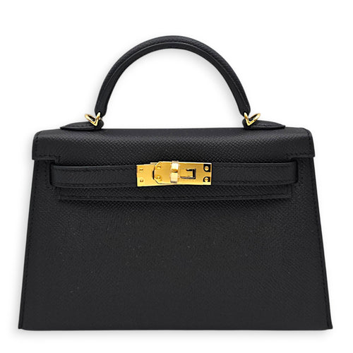Sellier Kelly 20 Black in Epsom Gold hardware