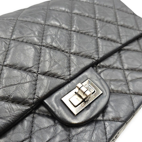 Reissue Flap Black Shoulder Bag in Distressed Leather Ruthenium hardware CL2607-22419 10