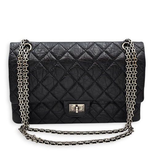 Reissue Flap Black Shoulder Bag in Distressed Leather Ruthenium hardware CL2607-22419 11