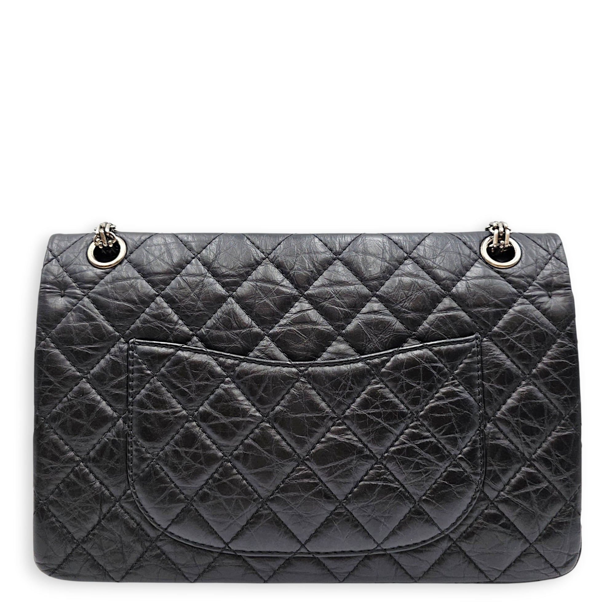 Reissue Flap Black Shoulder Bag in Distressed Leather Ruthenium hardware CL2607-22419 2