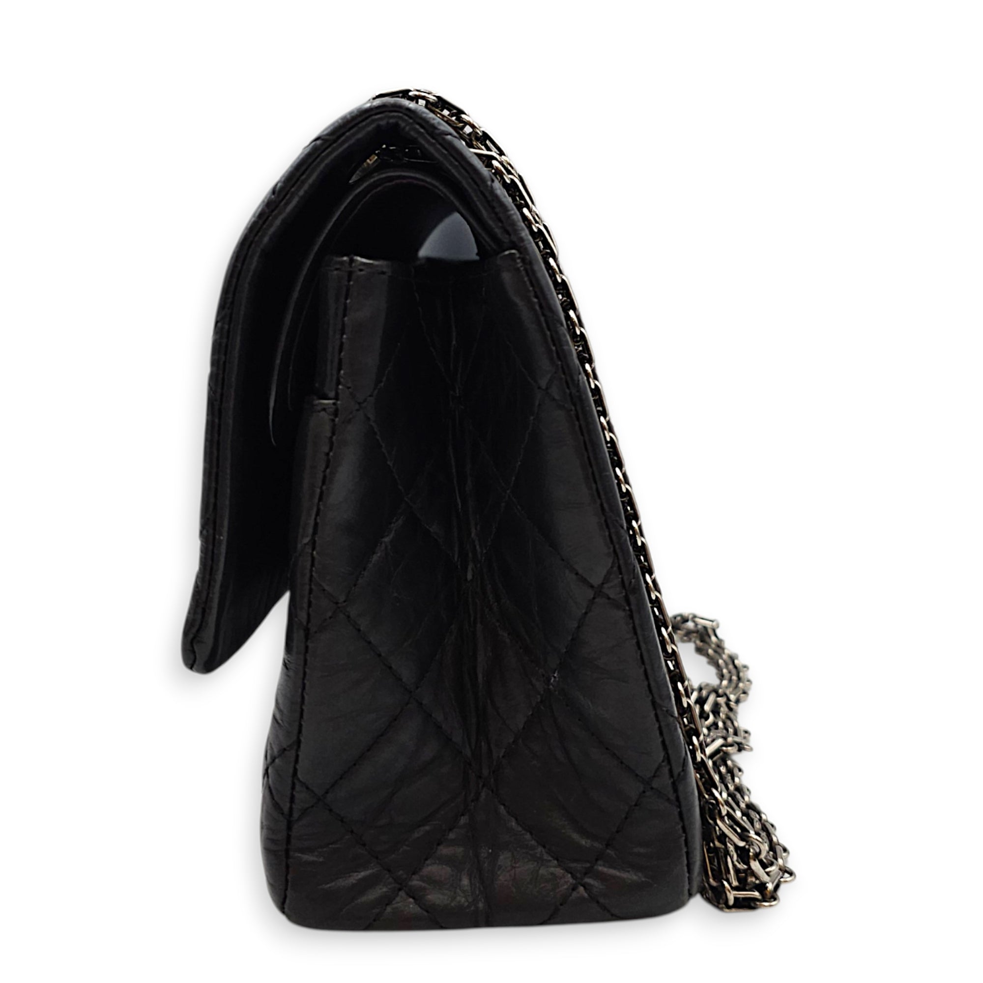 Reissue Flap Black Shoulder Bag in Distressed Leather Ruthenium hardware CL2607-22419 3