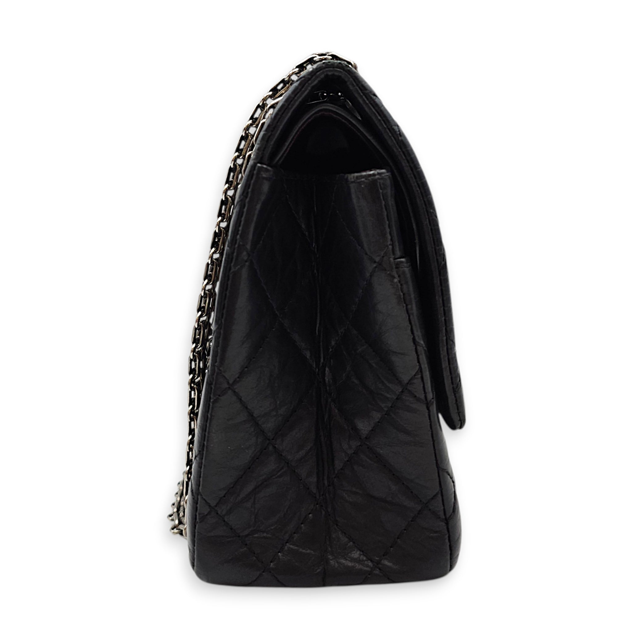 Reissue Flap Black Shoulder Bag in Distressed Leather Ruthenium hardware CL2607-22419 4