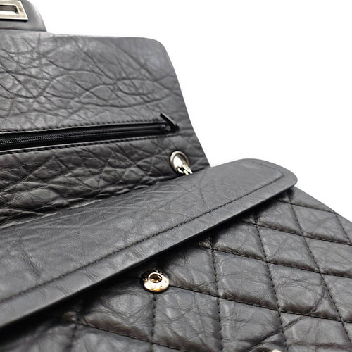 Reissue Flap Black Shoulder Bag in Distressed Leather Ruthenium hardware CL2607-22419 8