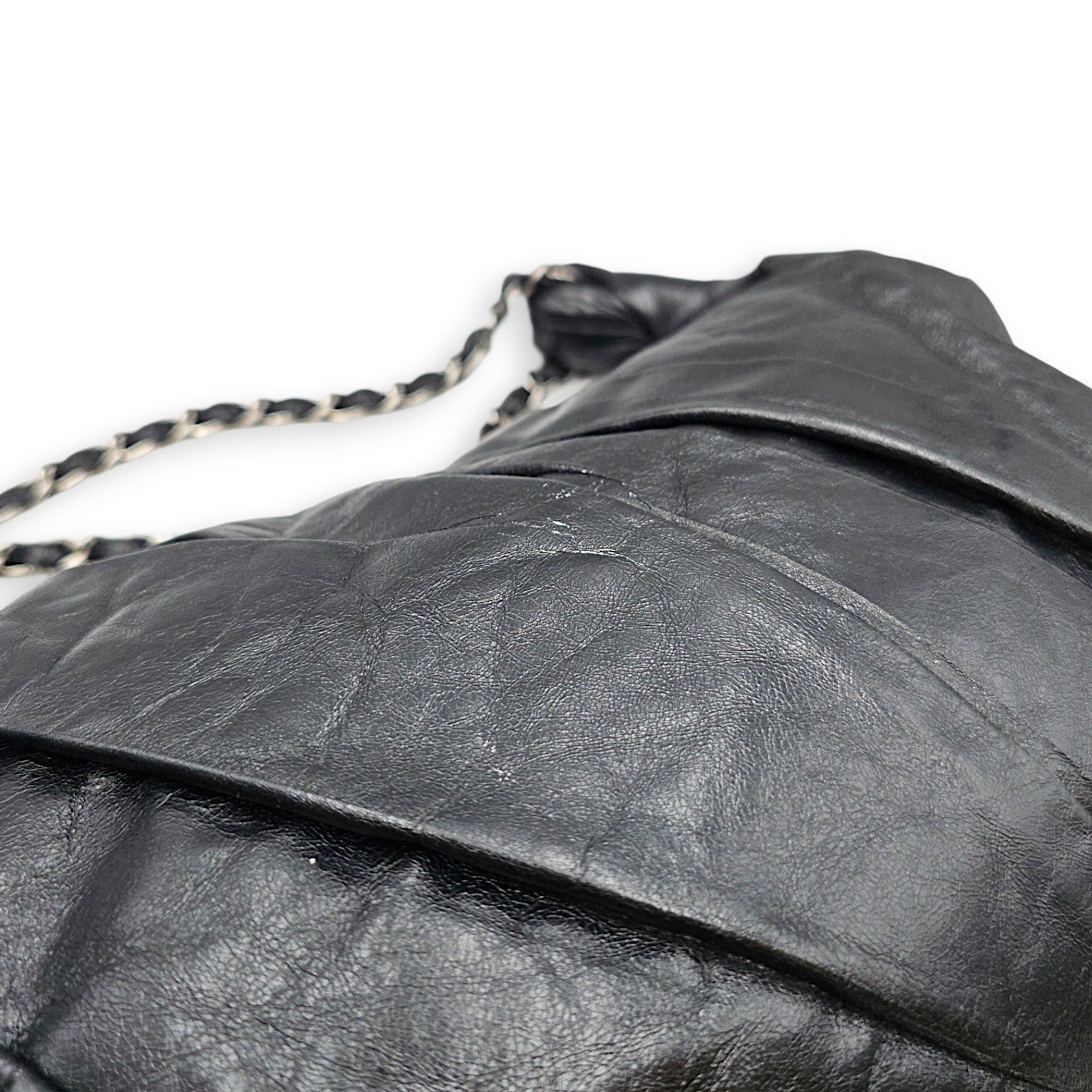 Twisted Hobo Black Shoulder Bag in Glazed Calf Silver hardware CL2607-22420 7