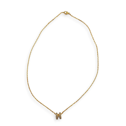 Mini Pop H Pendant Marron Glace Necklace Gold hardware