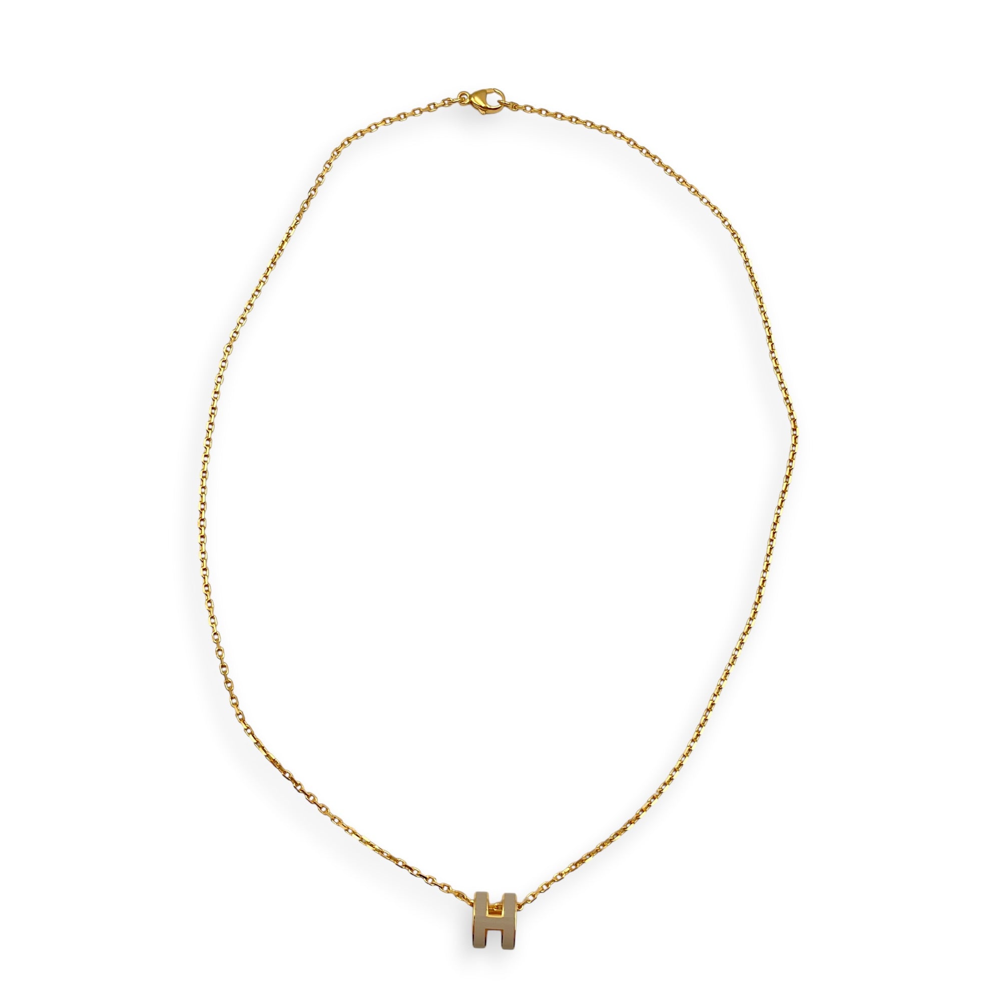 Mini Pop H Pendant Marron Glace Necklace Gold hardware
