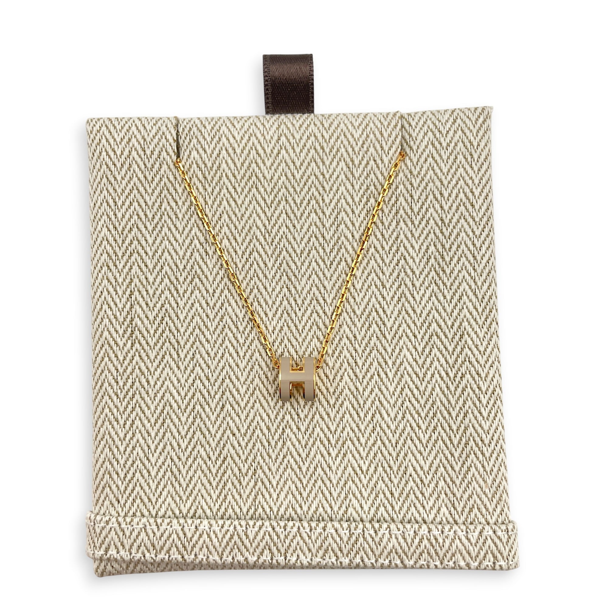 Mini Pop H Pendant Marron Glace Necklace Gold hardware