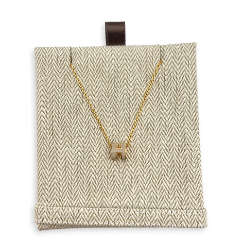 Mini Pop H Pendant Marron Glace Necklace Gold hardware