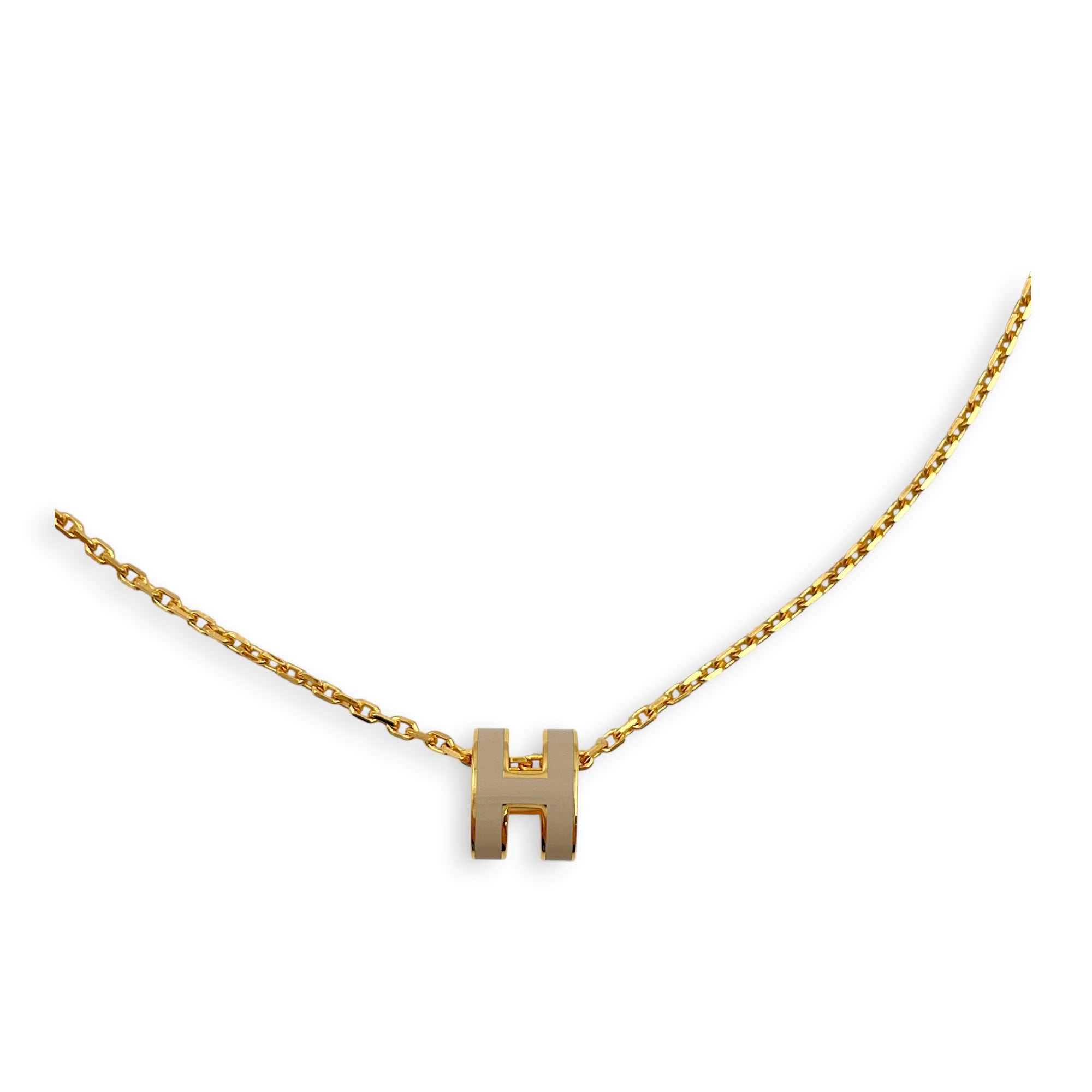 Mini Pop H Pendant Marron Glace Necklace Gold hardware