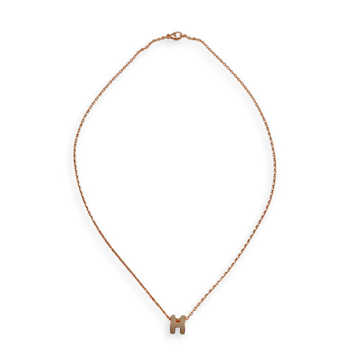 Mini Pop H Pendant Marron Glace Necklace Rose Gold hardware