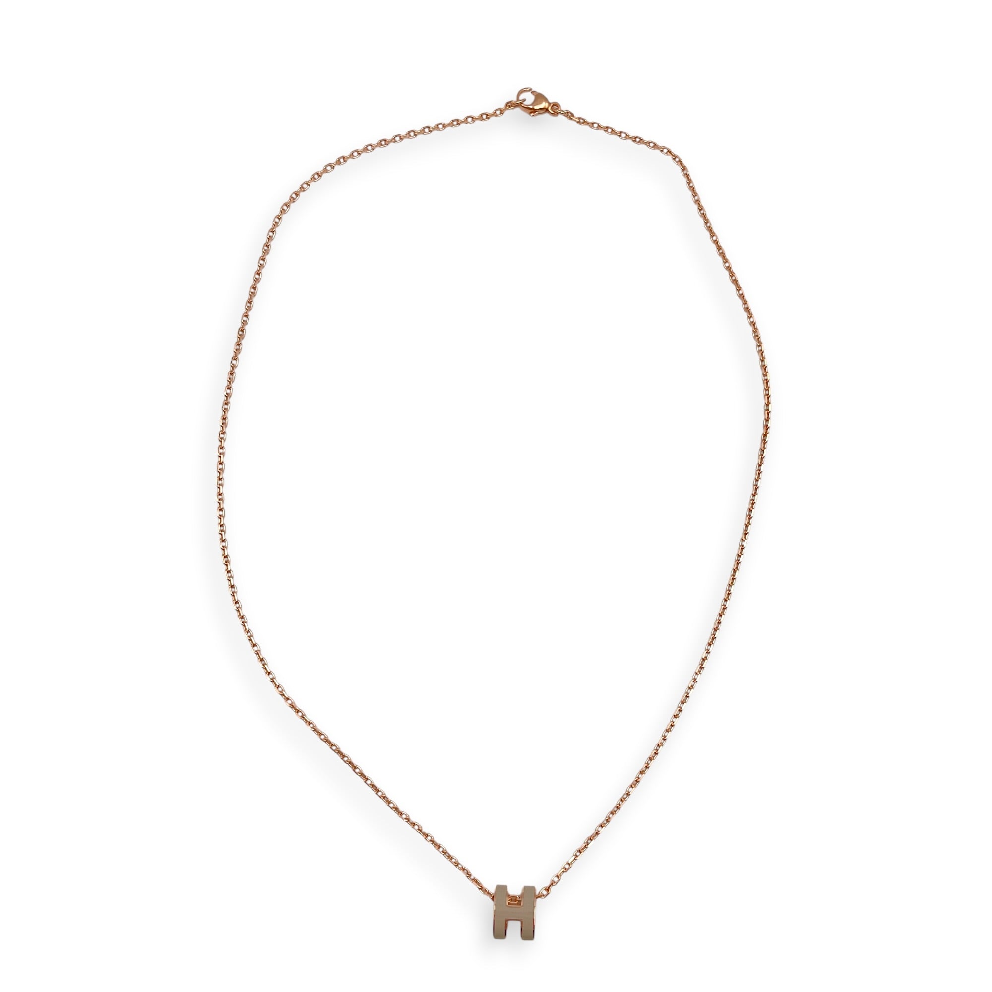 Mini Pop H Pendant Marron Glace Necklace Rose Gold hardware