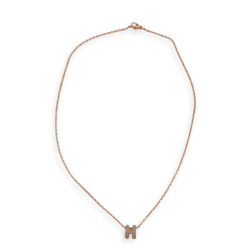 Mini Pop H Pendant Marron Glace Necklace Rose Gold hardware