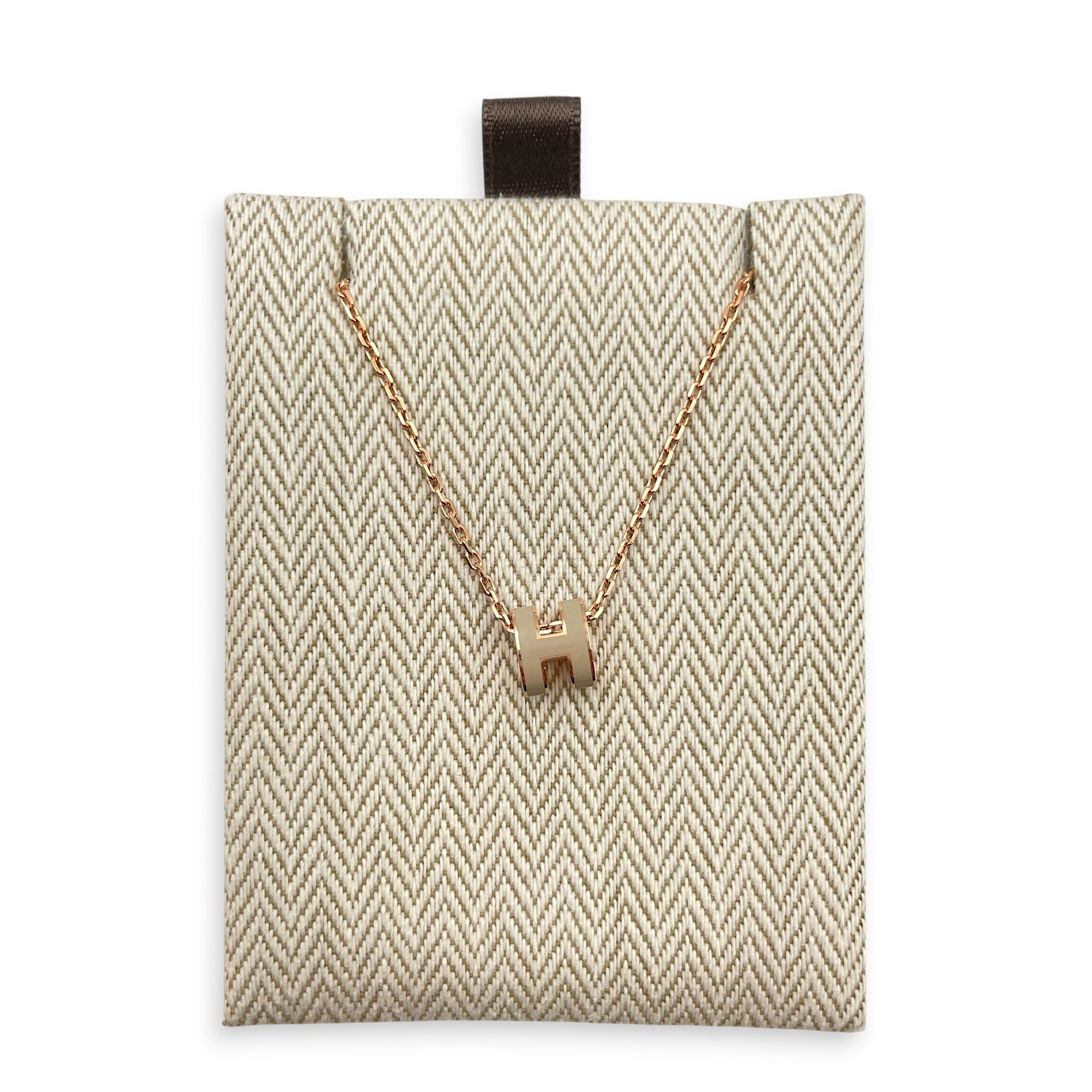 Mini Pop H Pendant Marron Glace Necklace Rose Gold hardware