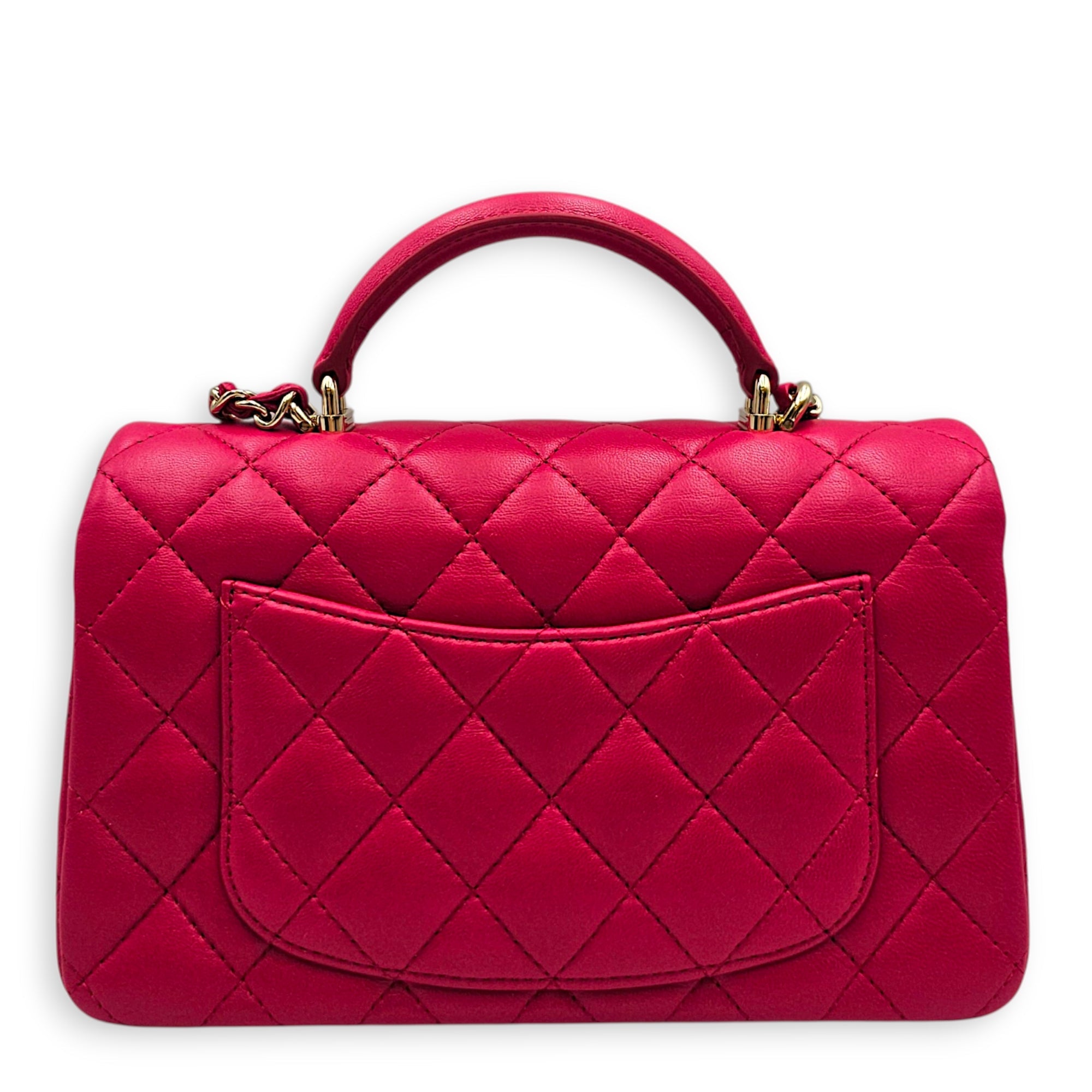 Rectangular Mini Pink Top Handle Bag in Lambskin Gold hardware CL2607-22426 2