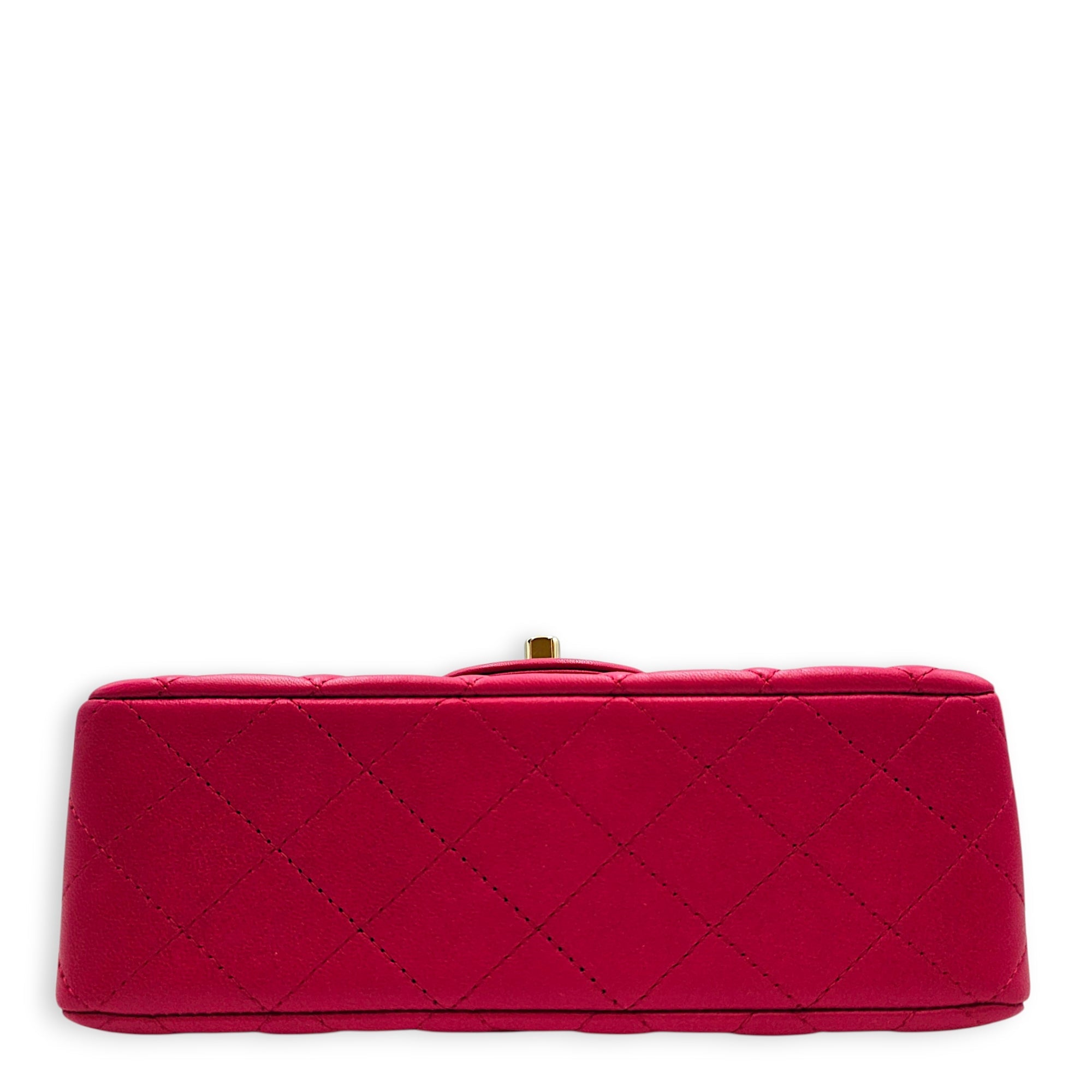 Rectangular Mini Pink Top Handle Bag in Lambskin Gold hardware CL2607-22426 5