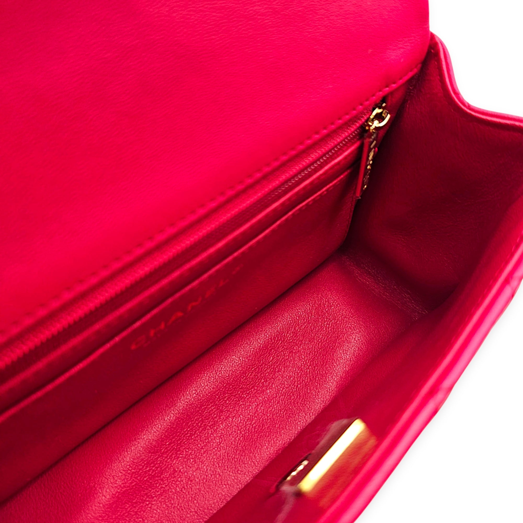 Rectangular Mini Pink Top Handle Bag in Lambskin Gold hardware CL2607-22426 6