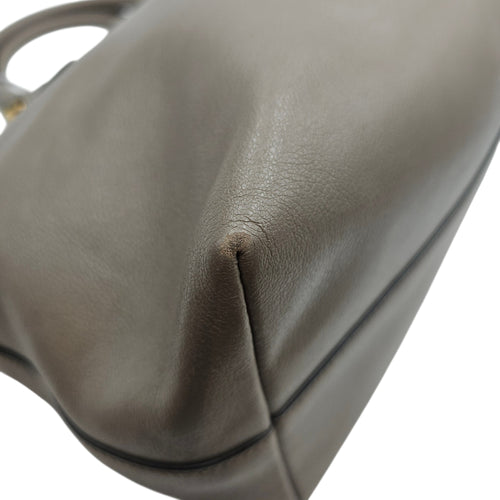 Logo-embossed 26 Grey Top Handle Bag in Calfskin Gold hardware