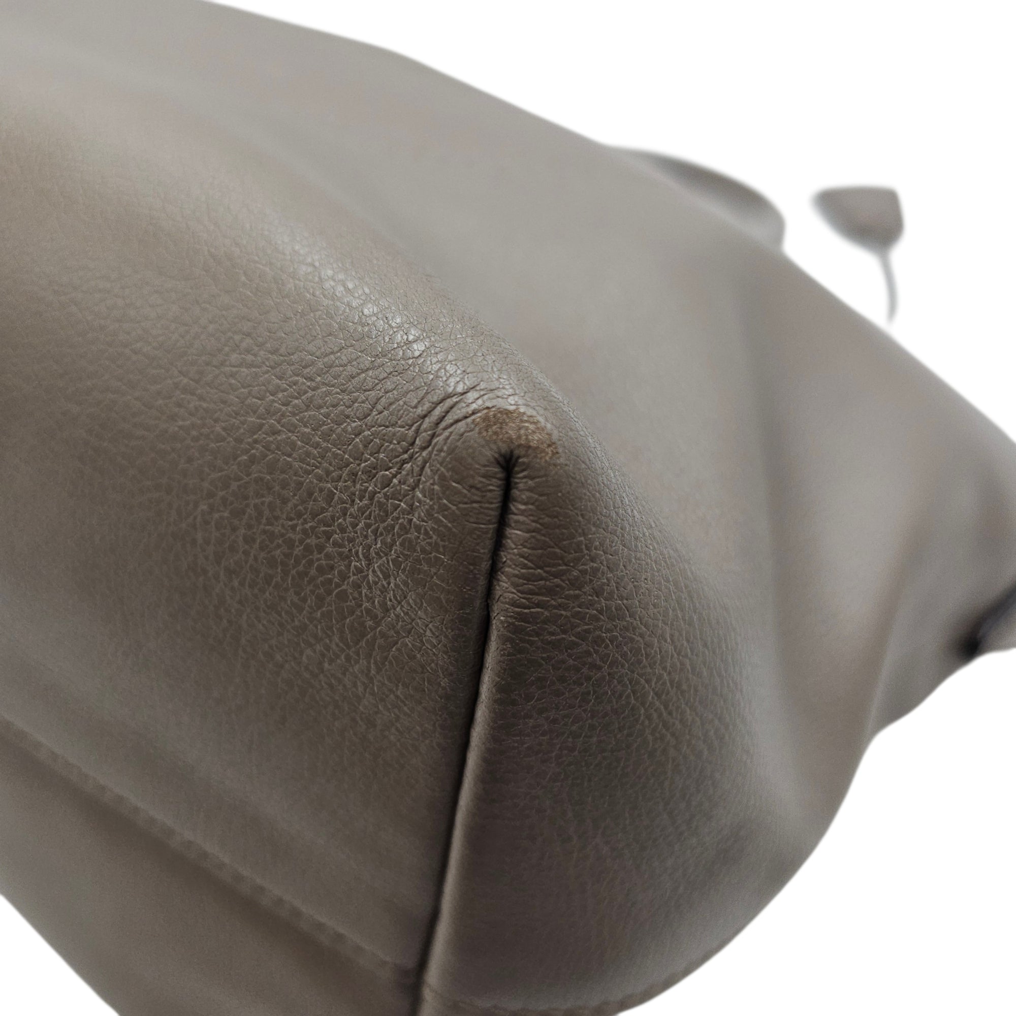 Logo-embossed 26 Grey Top Handle Bag in Calfskin Gold hardware