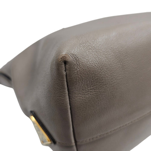 Logo-embossed 26 Grey Top Handle Bag in Calfskin Gold hardware
