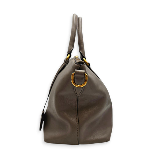 Logo-embossed 26 Grey Top Handle Bag in Calfskin Gold hardware