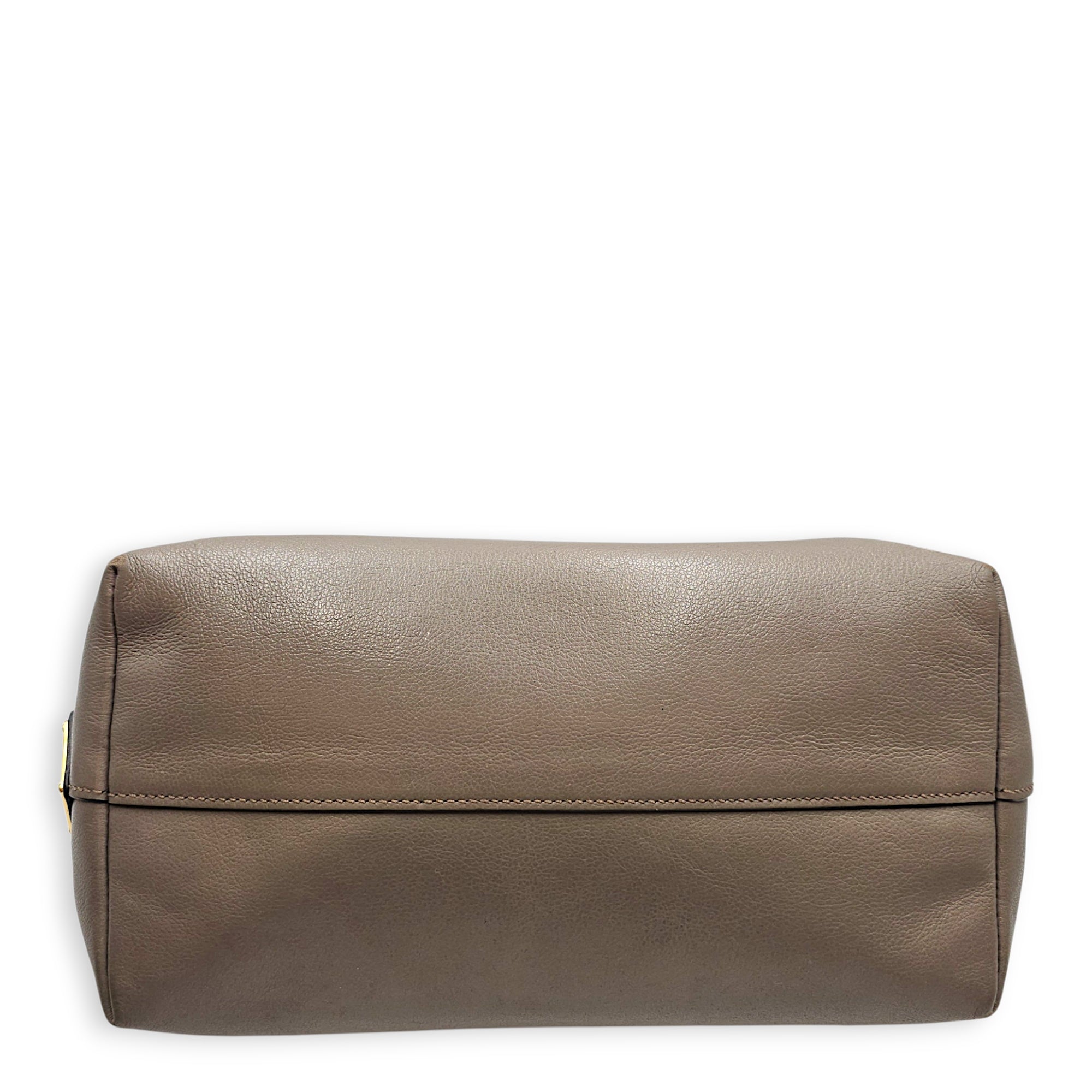 Logo-embossed 26 Grey Top Handle Bag in Calfskin Gold hardware