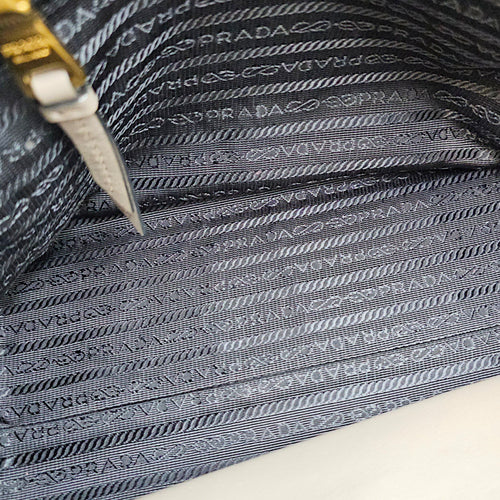 Logo-embossed 26 Grey Top Handle Bag in Calfskin Gold hardware