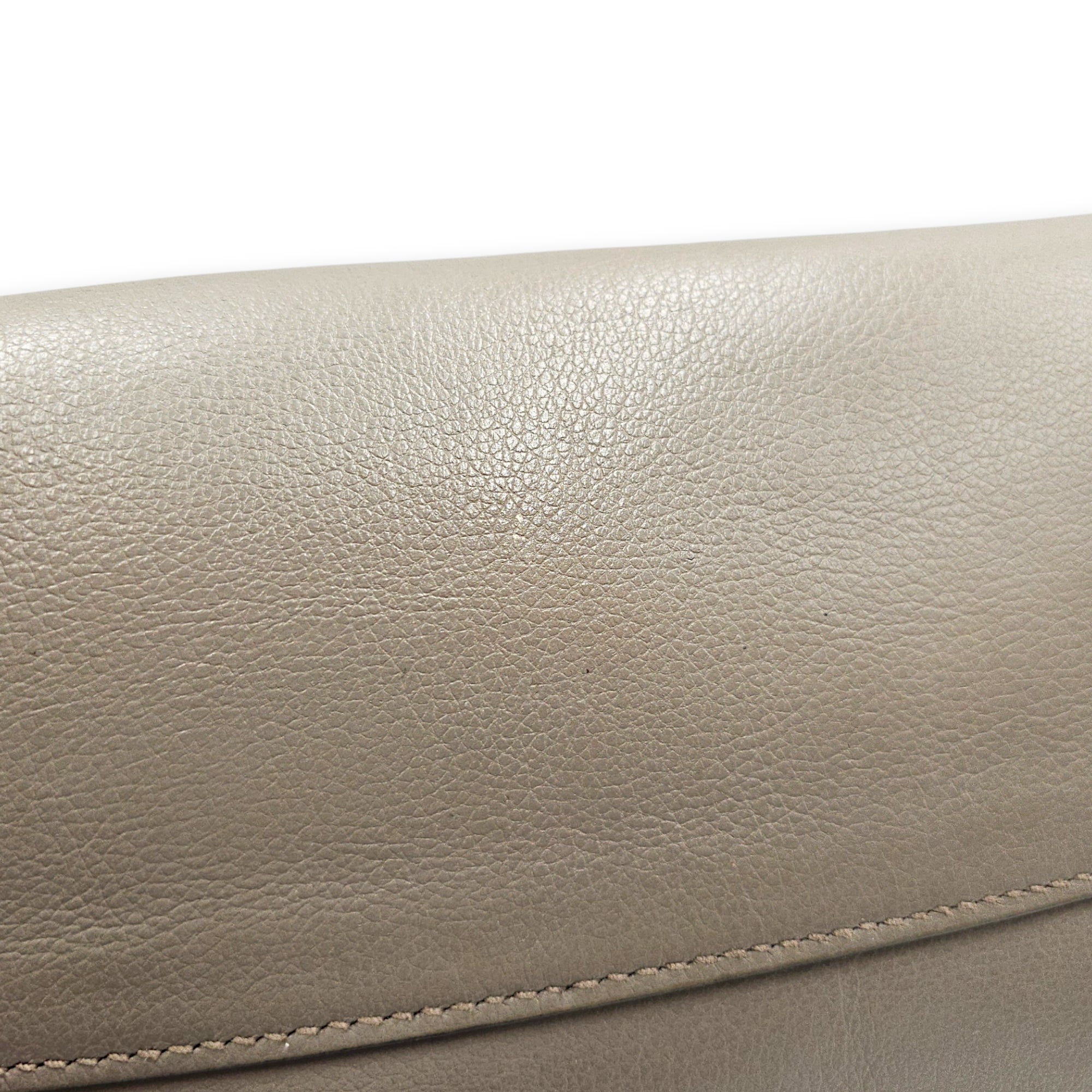 Logo-embossed 26 Grey Top Handle Bag in Calfskin Gold hardware