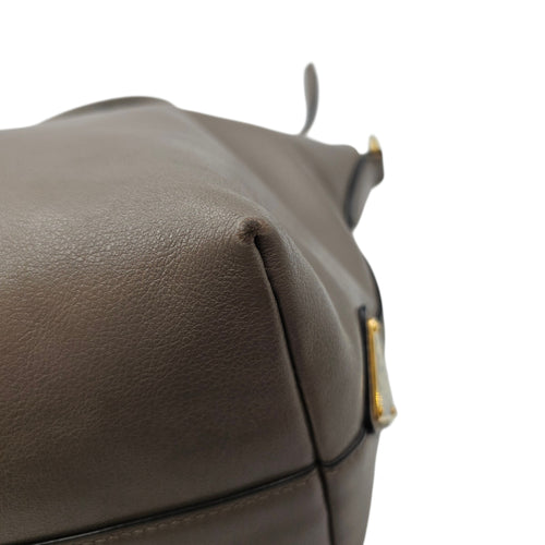 Logo-embossed 26 Grey Top Handle Bag in Calfskin Gold hardware