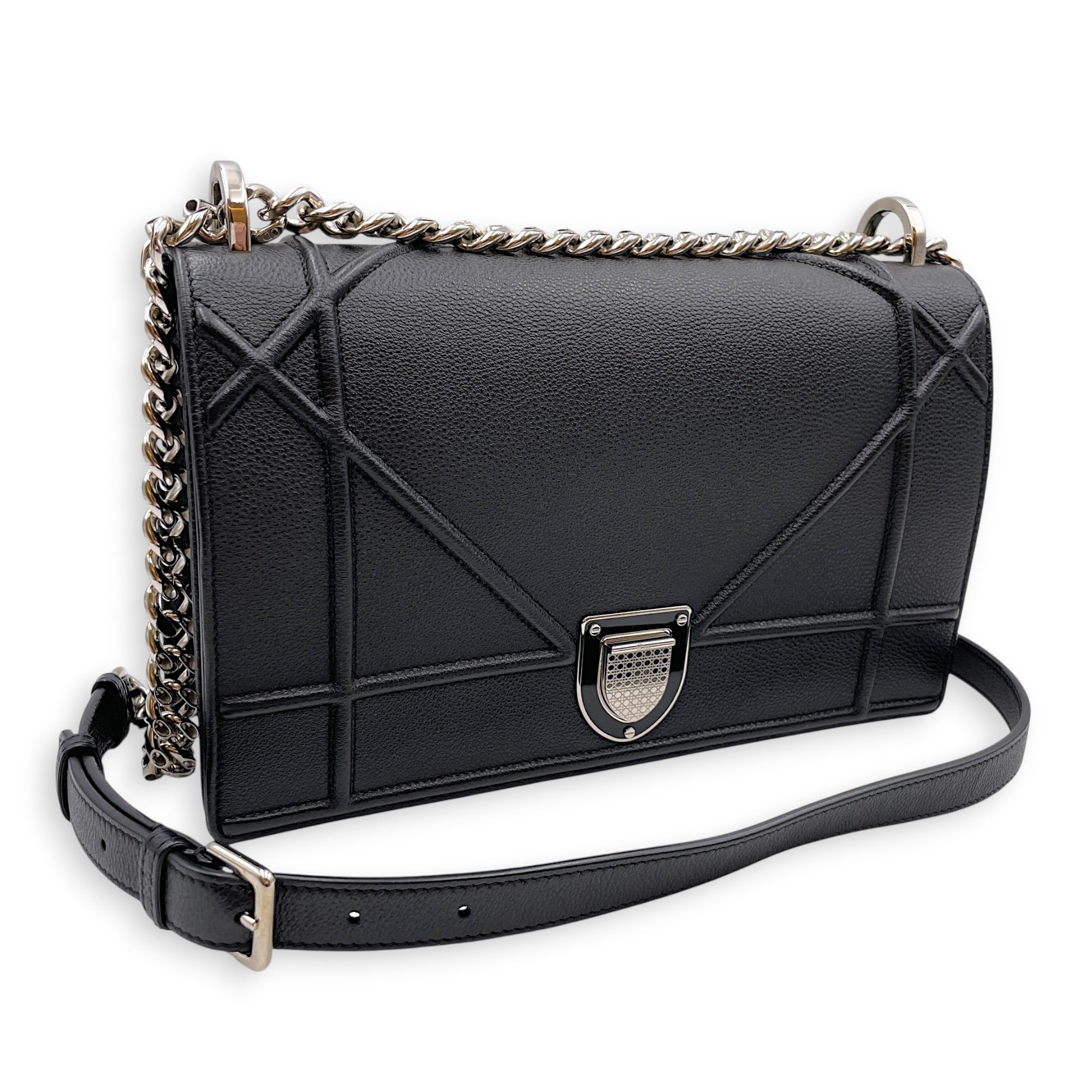 Diorama 25cm Black Shoulder Bag in Calfskin Silver hardware CL2607-22451 11
