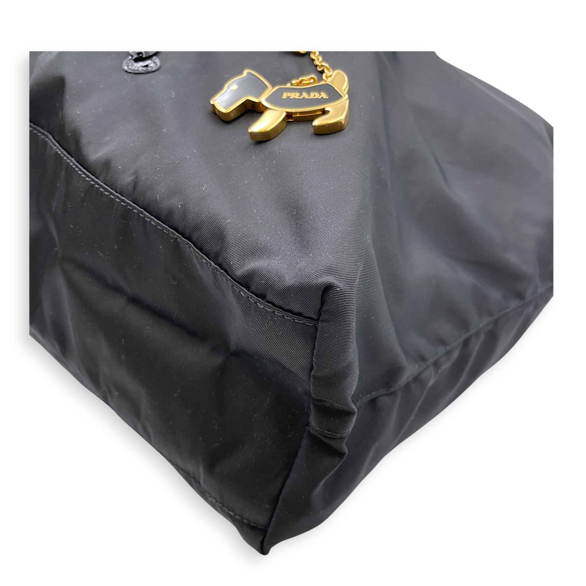 Tessuto Robot 45cm Black Tote Bag in Nylon Gold hardware CL2607-22459 10