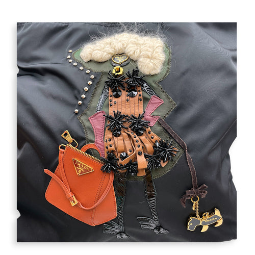 Tessuto Robot 45cm Black Tote Bag in Nylon Gold hardware CL2607-22459 11