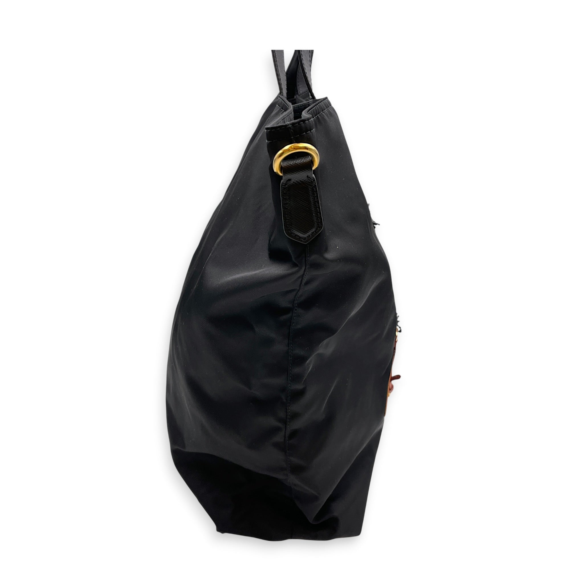 Tessuto Robot 45cm Black Tote Bag in Nylon Gold hardware CL2607-22459 3