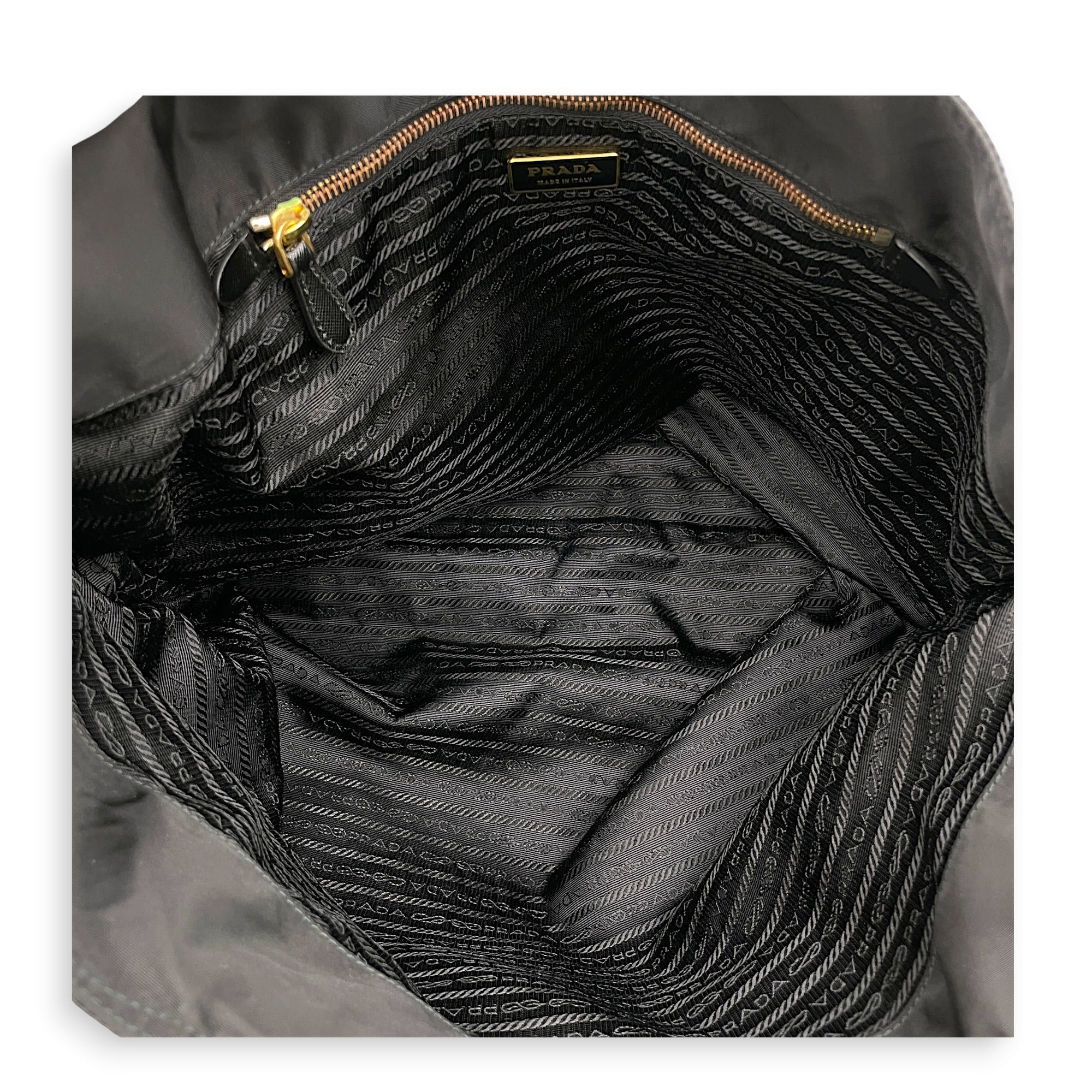Tessuto Robot 45cm Black Tote Bag in Nylon Gold hardware CL2607-22459 4