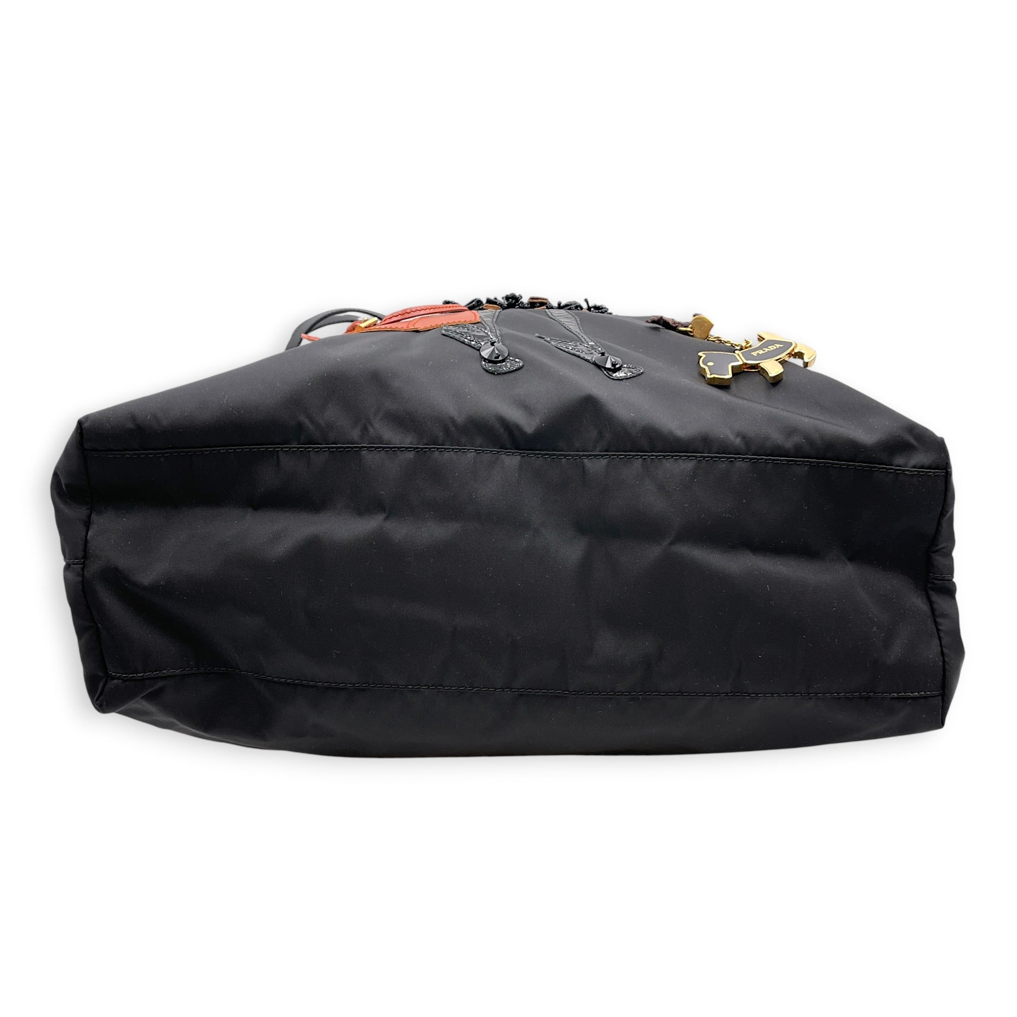 Tessuto Robot 45cm Black Tote Bag in Nylon Gold hardware CL2607-22459 5