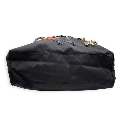 Tessuto Robot 45cm Black Tote Bag in Nylon Gold hardware CL2607-22459 5