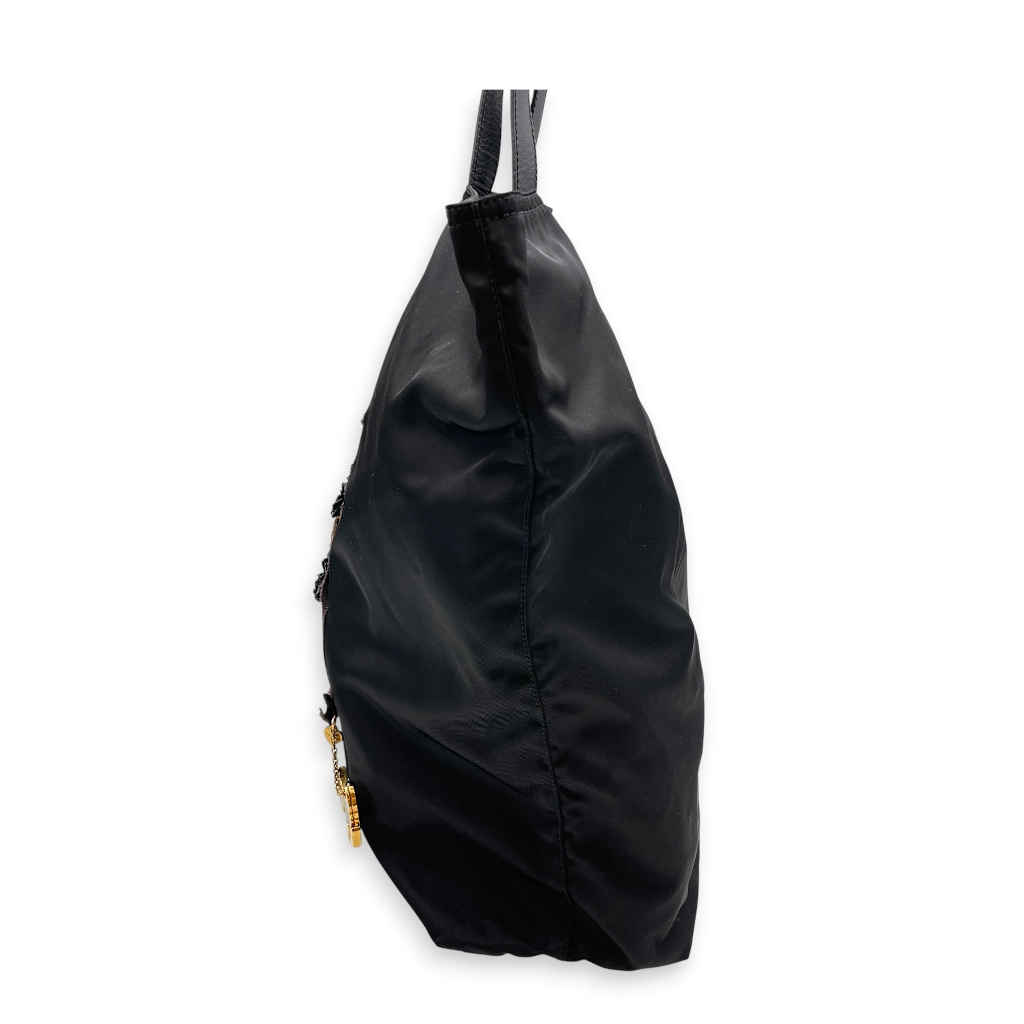 Tessuto Robot 45cm Black Tote Bag in Nylon Gold hardware CL2607-22459 6
