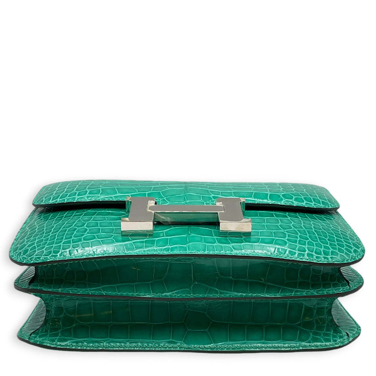 Constance Mirror 18 Vert Jade in Shiny Alligator Palladium hardware