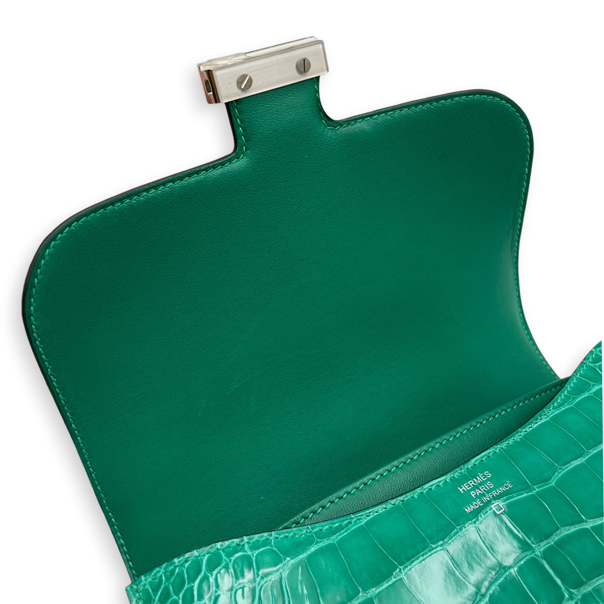 Constance Mirror 18 Vert Jade in Shiny Alligator Palladium hardware