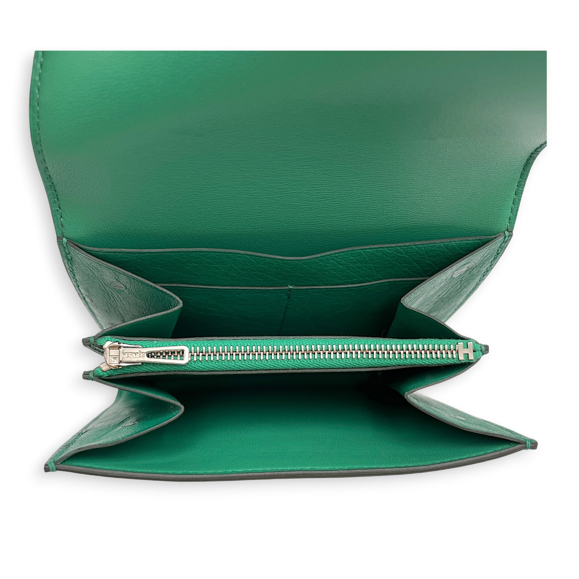 Constance Compact Wallet Vert Vertigo Wallet in Ostrich Palladium hardware CL2607-22464 3