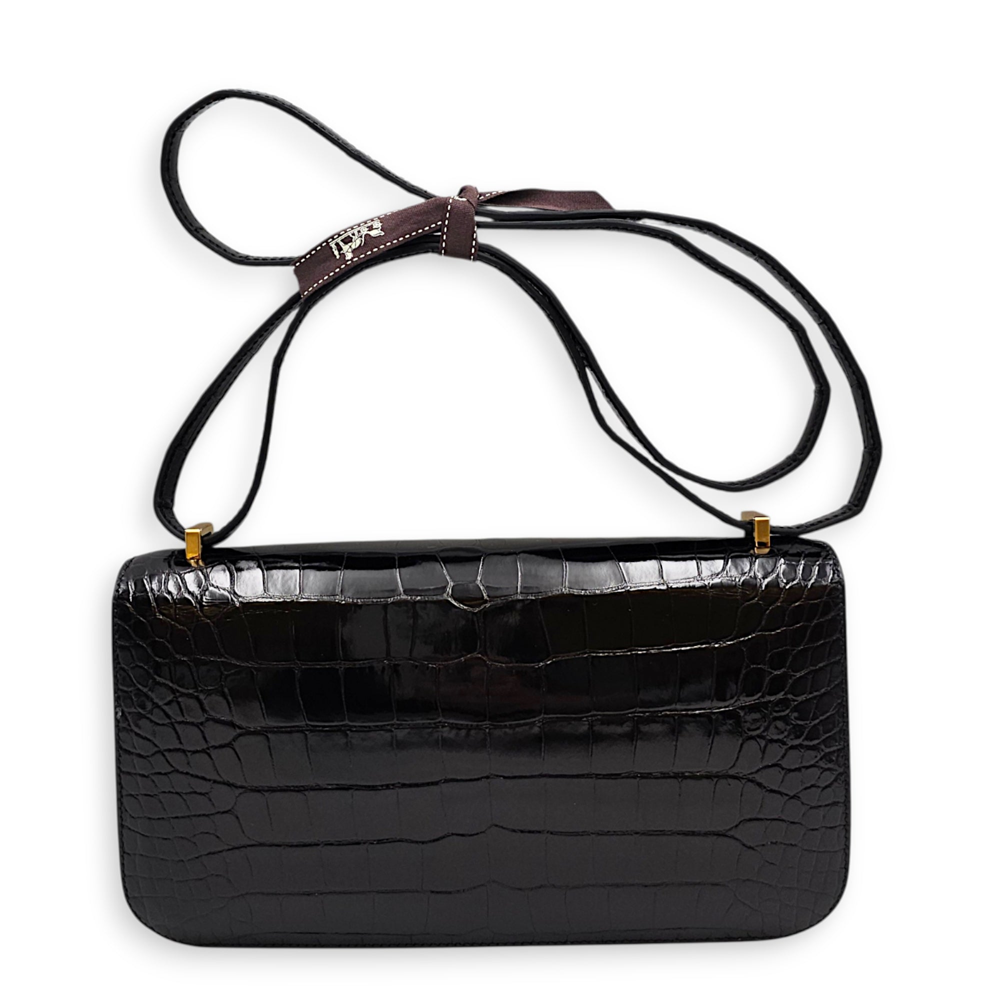 Constance Elan Black in Shiny Alligator Gold hardware CL2607-22473 2