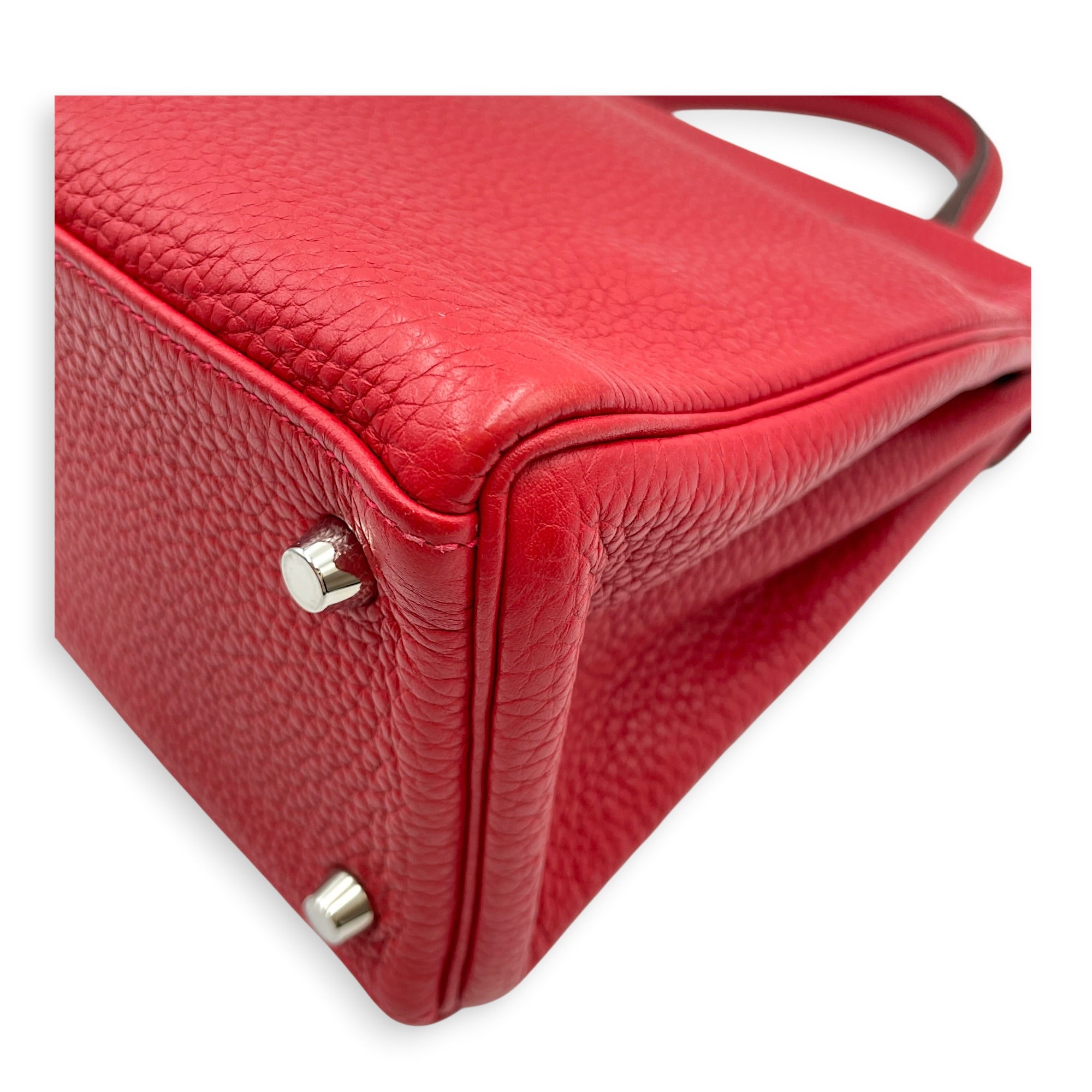 Kelly 28 Rouge Casaque in Clemence Palladium hardware