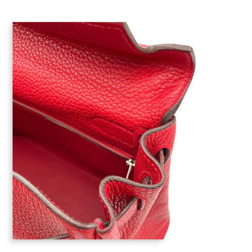 Kelly 28 Rouge Casaque in Clemence Palladium hardware