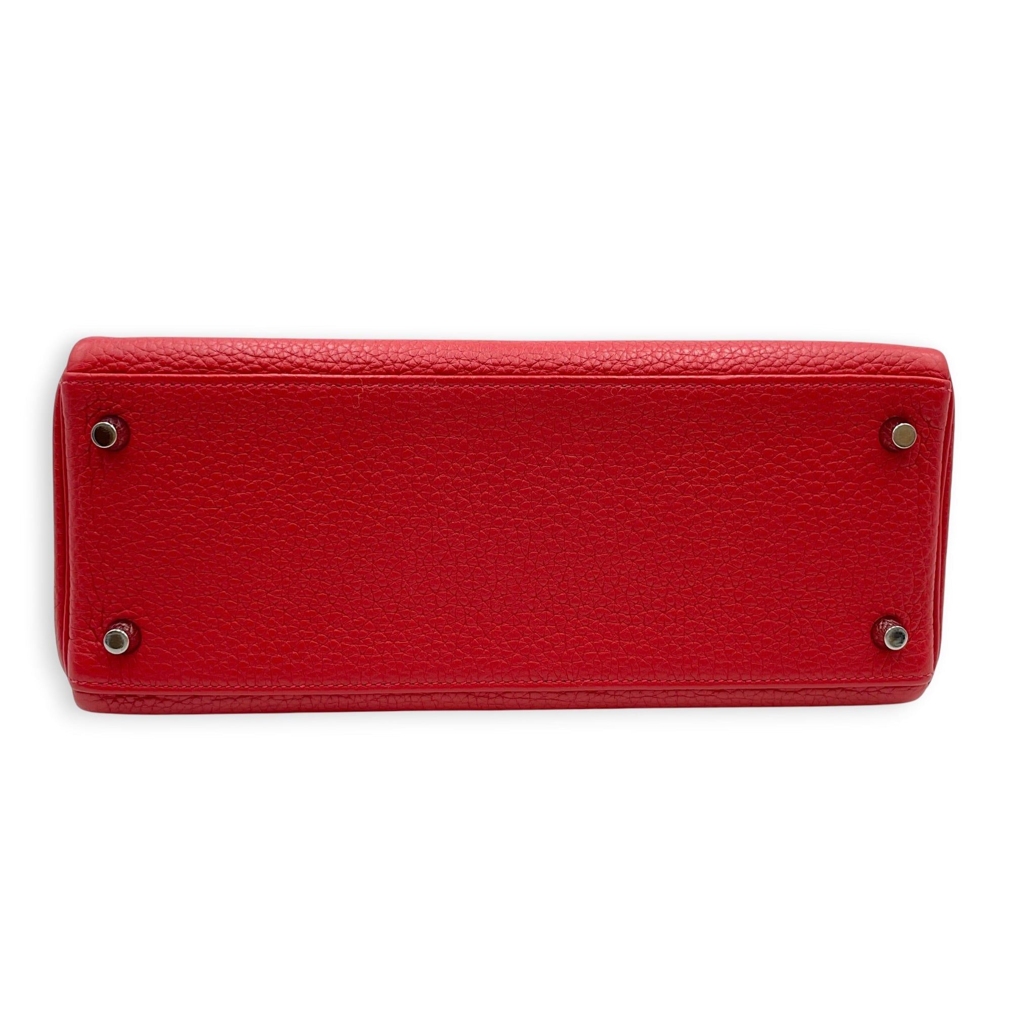 Kelly 28 Rouge Casaque in Clemence Palladium hardware CL2607-22484 3