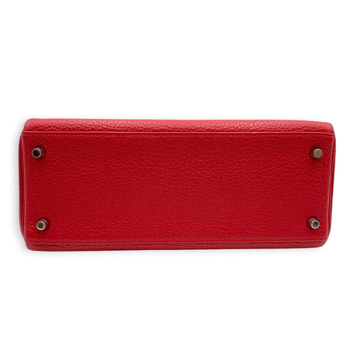 Kelly 28 Rouge Casaque in Clemence Palladium hardware CL2607-22484 3