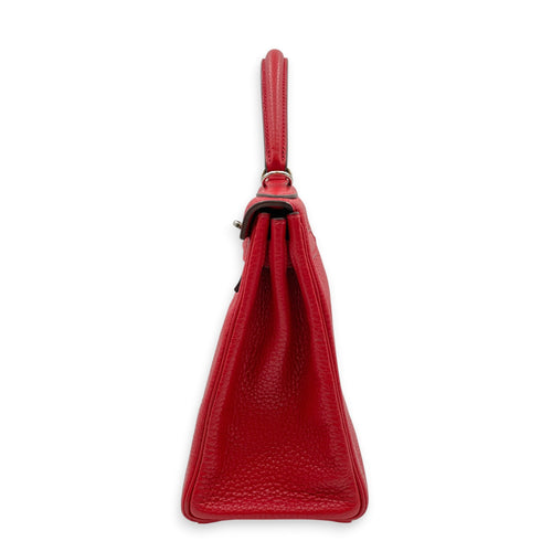 Kelly 28 Rouge Casaque in Clemence Palladium hardware