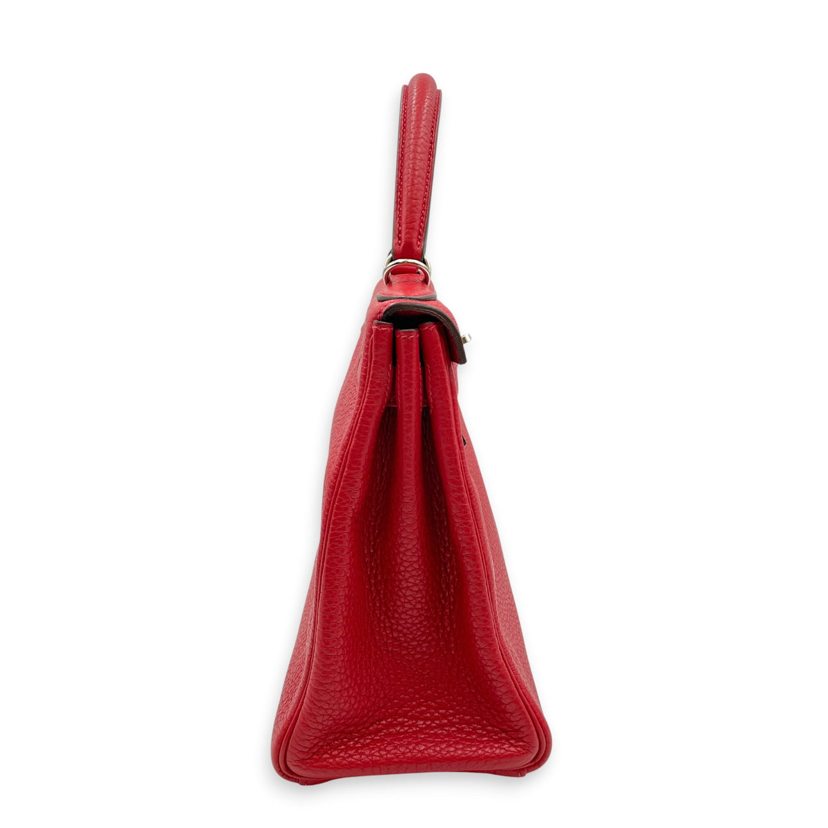 Kelly 28 Rouge Casaque in Clemence Palladium hardware