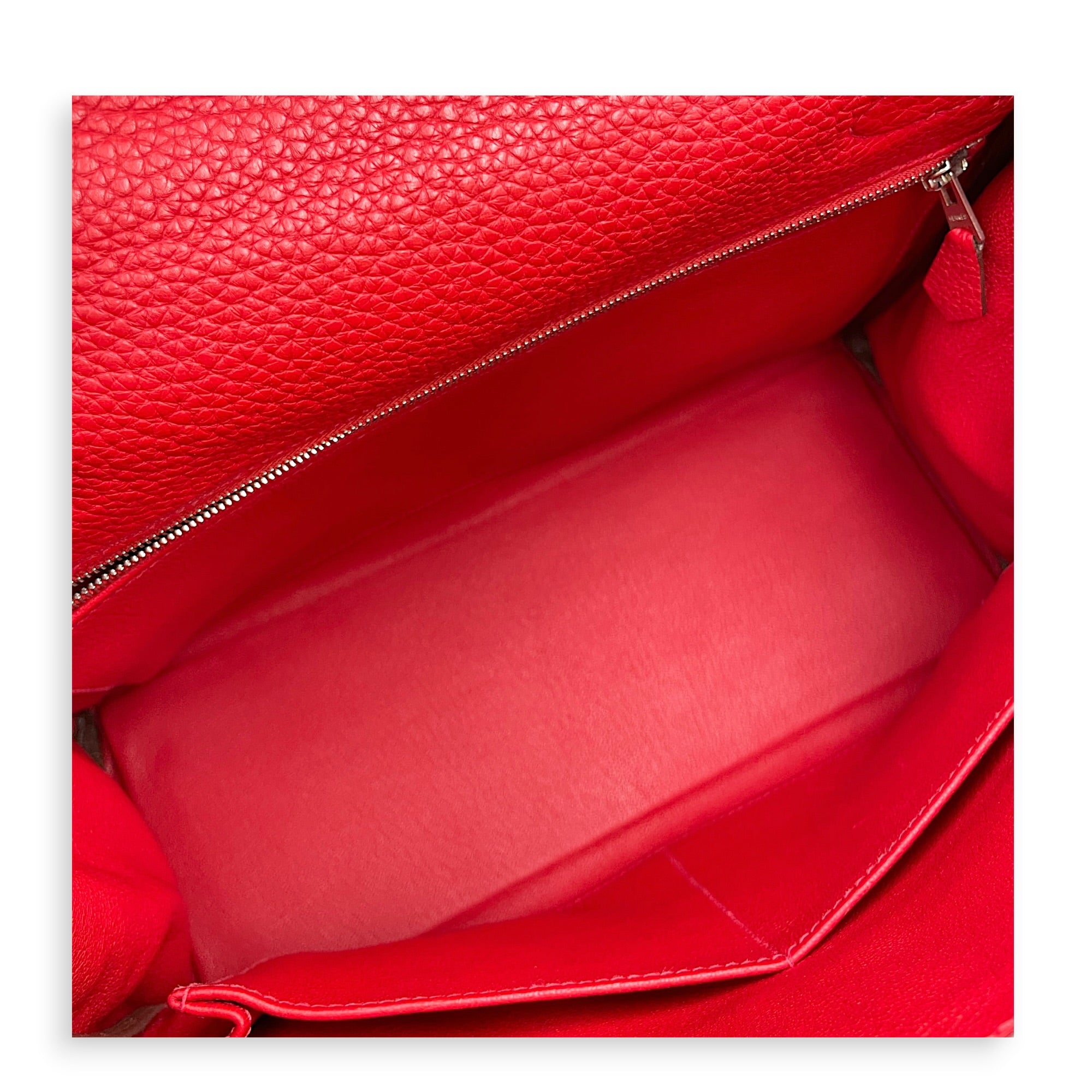 Kelly 28 Rouge Casaque in Clemence Palladium hardware
