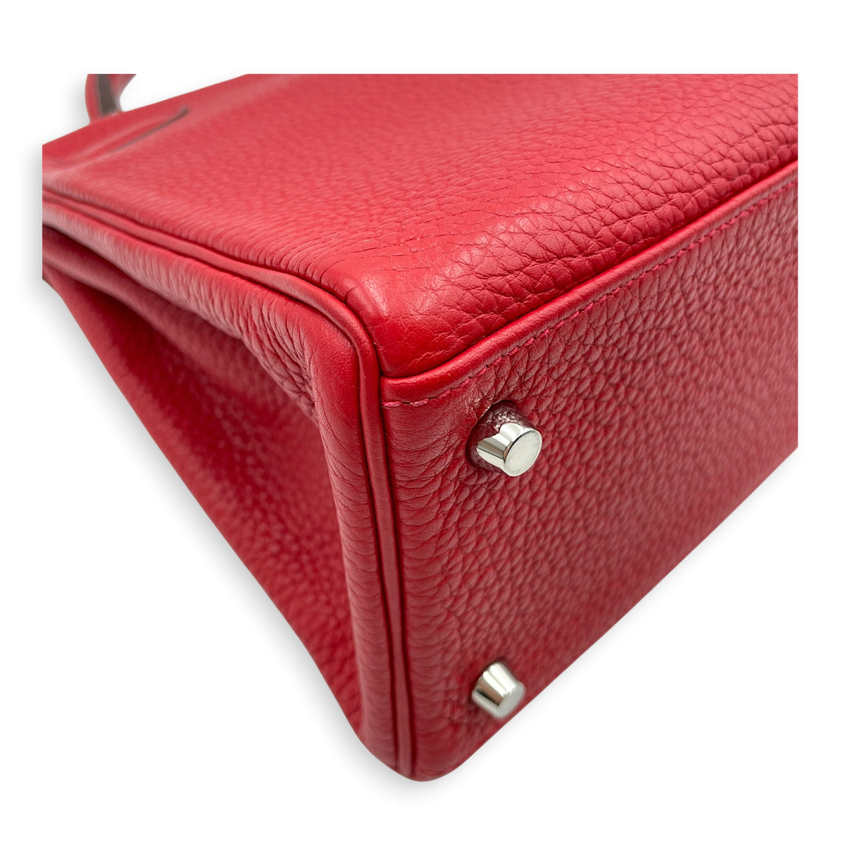 Kelly 28 Rouge Casaque in Clemence Palladium hardware