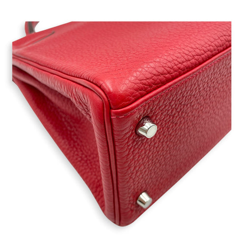 Kelly 28 Rouge Casaque in Clemence Palladium hardware
