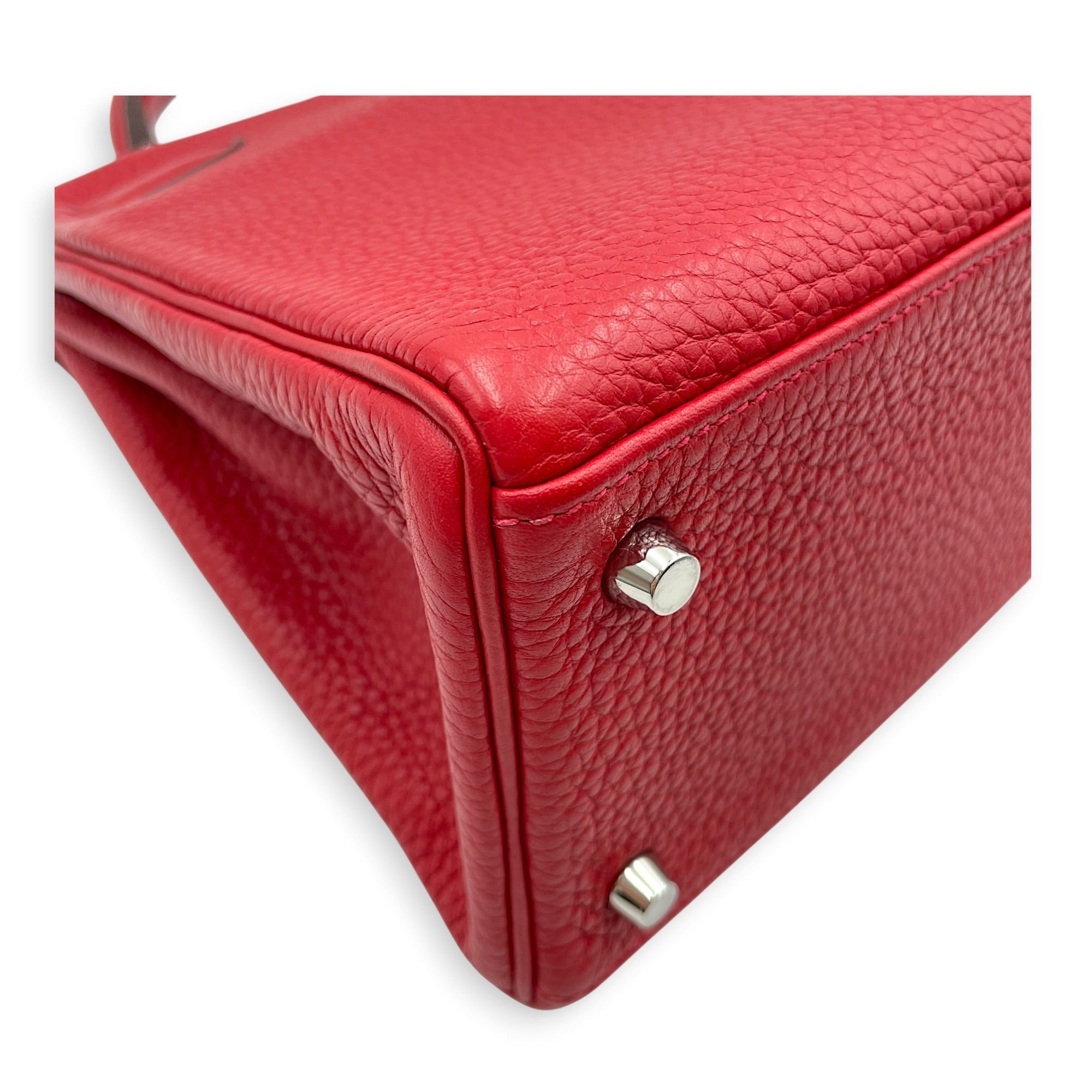 Kelly 28 Rouge Casaque in Clemence Palladium hardware CL2607-22484 7